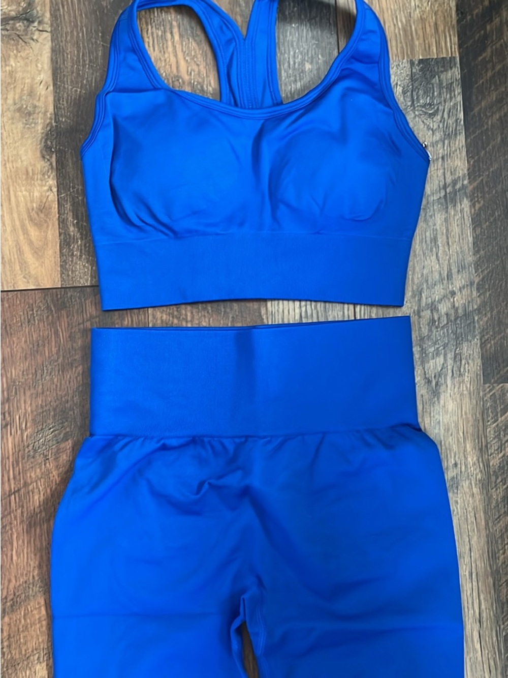 Royal Blue Seamless Sports Bra & High-Waist shorts